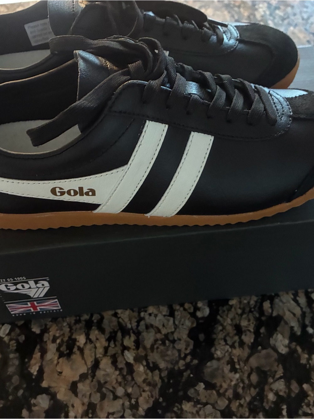 Gola Women’s Men's Black Leather Sneakers with White Stripes